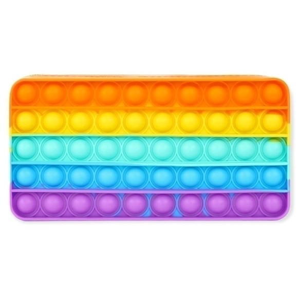 𝅺3 for $20 🎉Rainbow Fidget Pop It Zipper Pencil Case - Picture 1 of 4